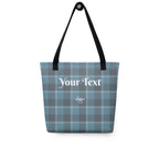 Personalized Hoki and Shuttle Gray Plaid Tote Bag - Scottish Squares
