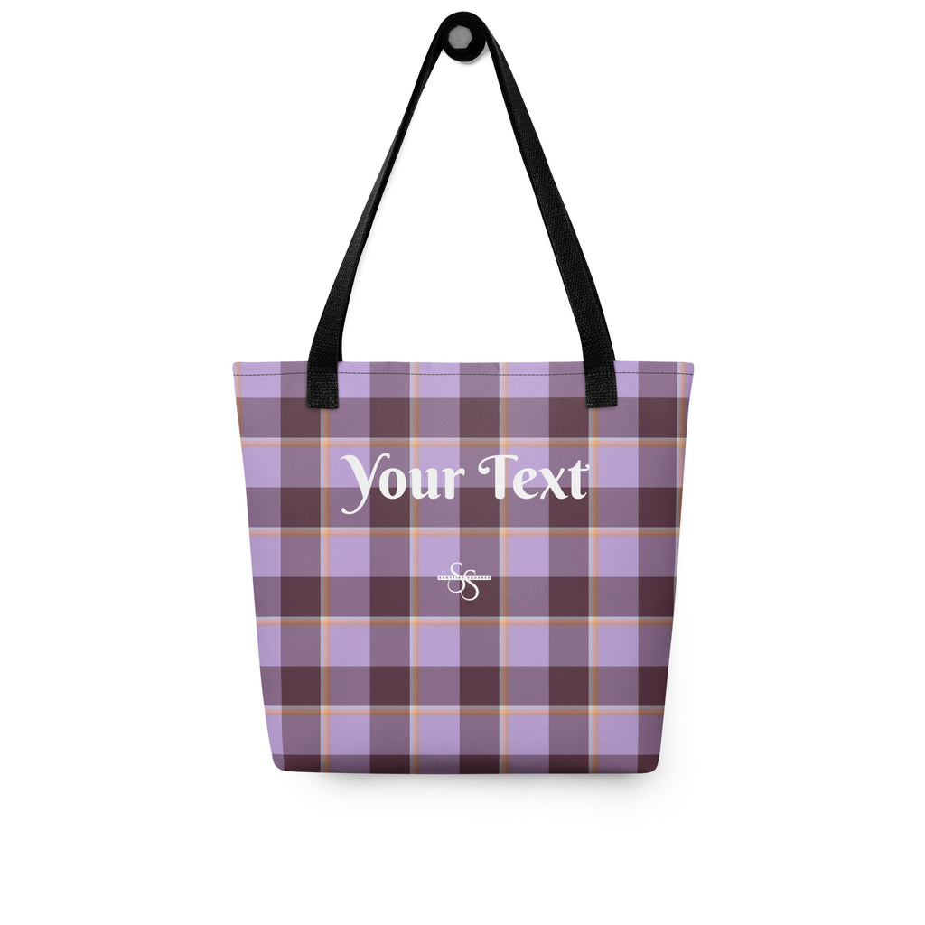 Personalized Light Wisteria and Livid Brown Plaid Tote Bag - Scottish Squares