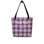 Personalized Light Wisteria and Livid Brown Plaid Tote Bag - Scottish Squares