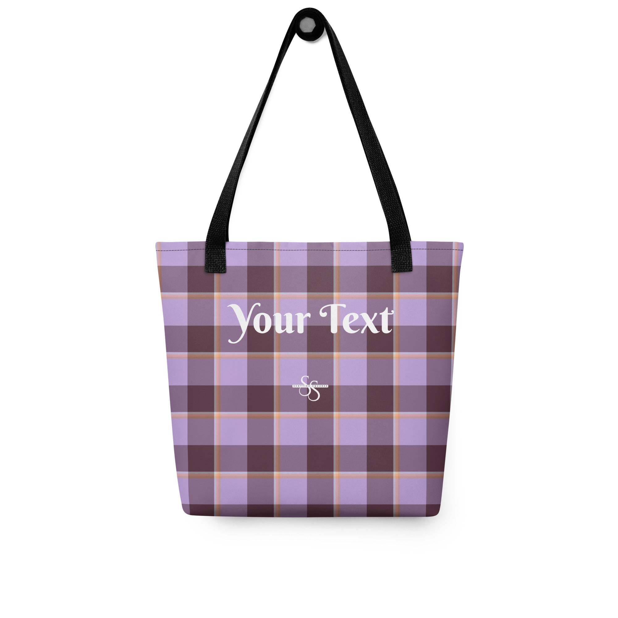 Personalized Light Wisteria and Livid Brown Plaid Tote Bag - Scottish Squares