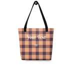 Personalized Hit Pink and Livid Brown Plaid Tote Bag - Scottish Squares