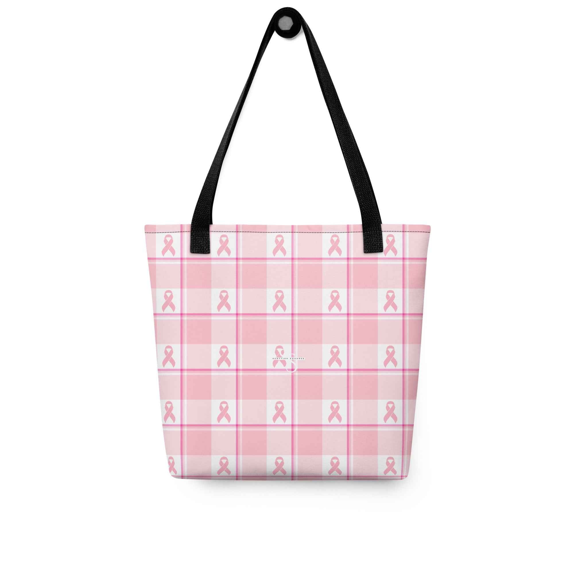 Tote Bag Breast Cancer Awareness Plaid - Scottish Squares