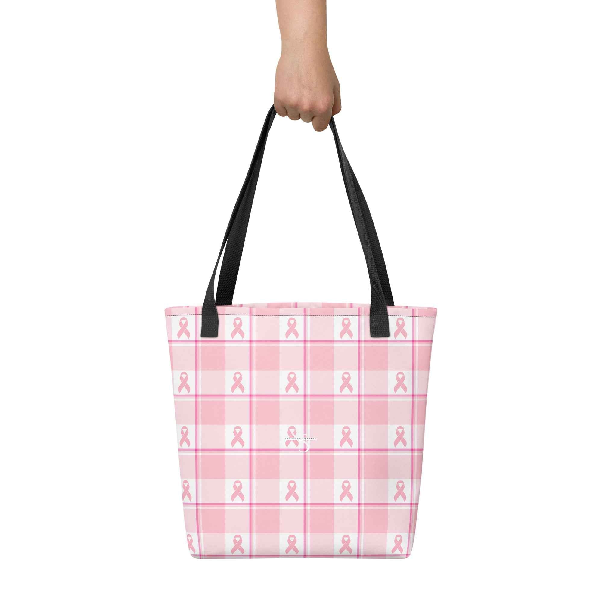 Tote Bag Breast Cancer Awareness Plaid - Scottish Squares