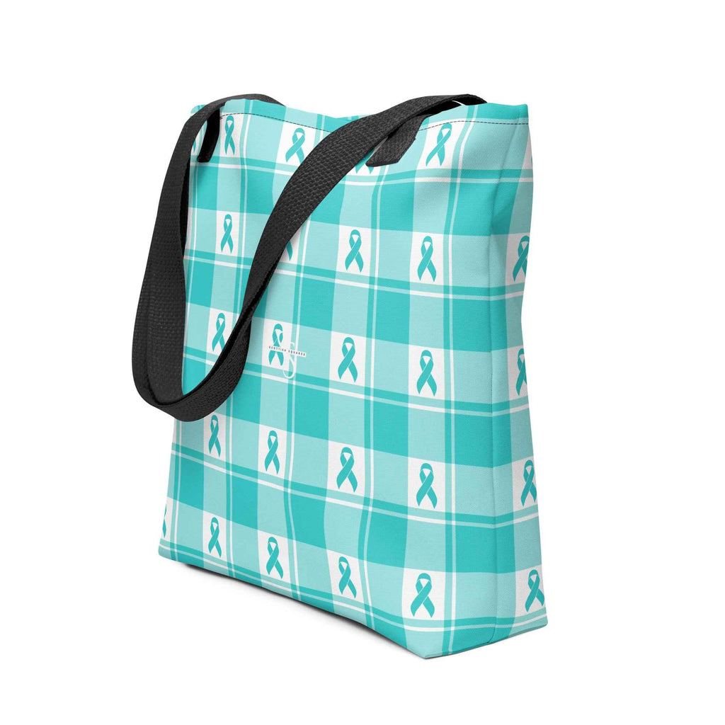 Tote Bag Ovarian Cancer Awareness Plaid - Scottish Squares