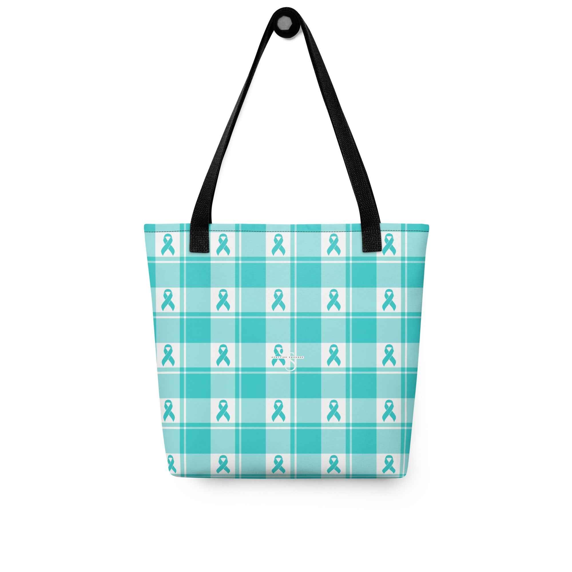 Tote Bag Ovarian Cancer Awareness Plaid - Scottish Squares