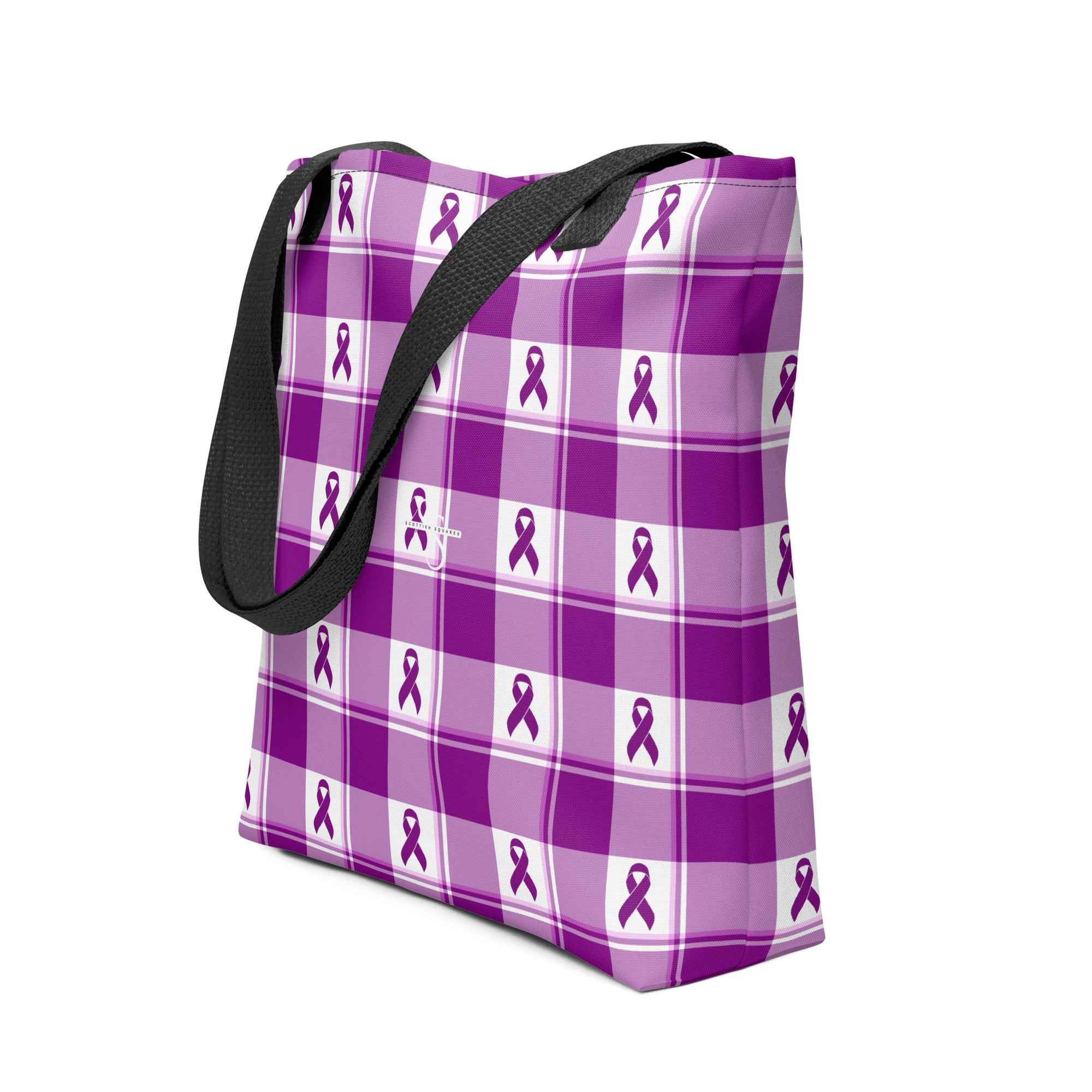 Tote Bag Pancreatic Cancer Awareness Plaid - Scottish Squares