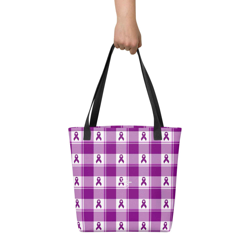 Tote Bag Pancreatic Cancer Awareness Plaid - Scottish Squares