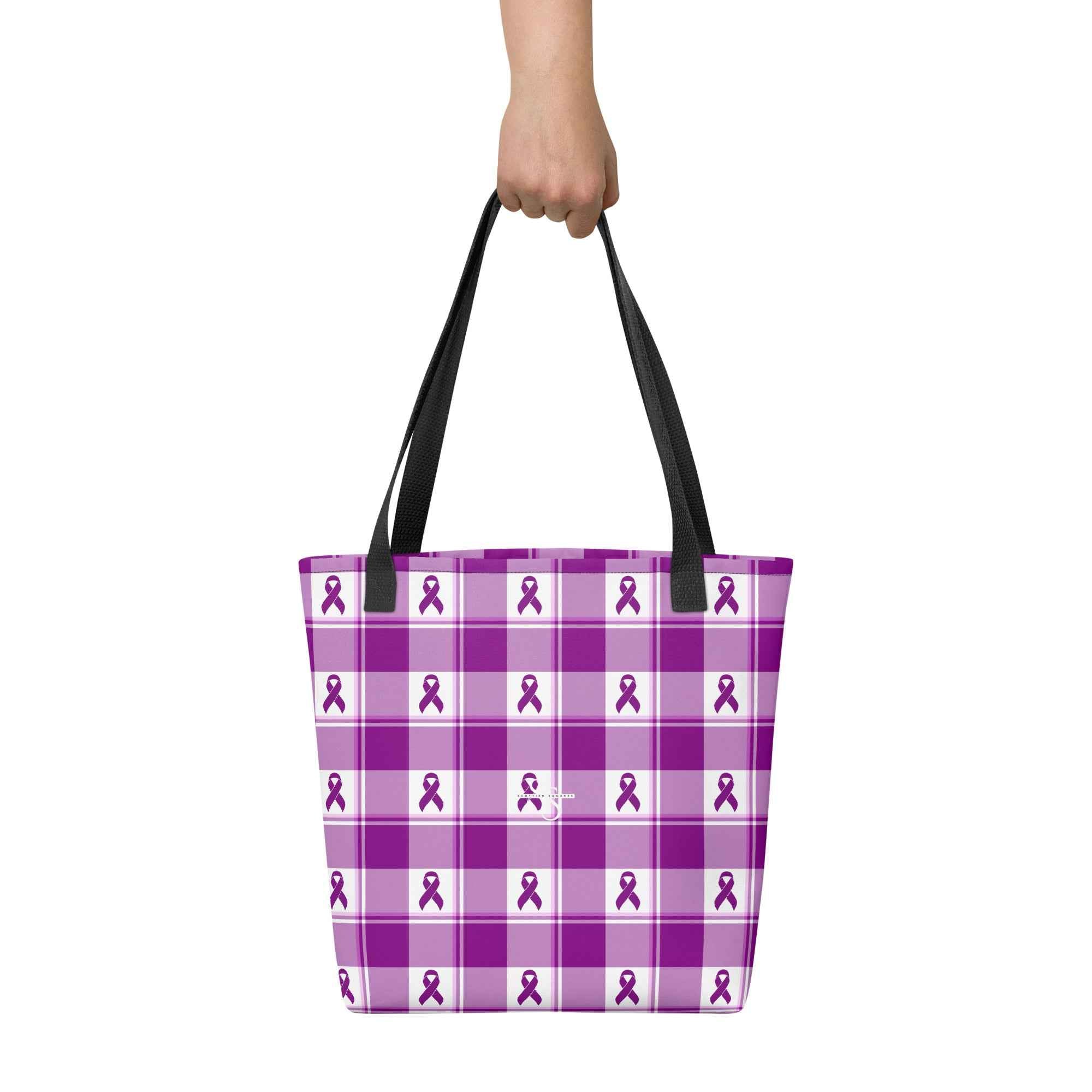 Tote Bag Pancreatic Cancer Awareness Plaid - Scottish Squares