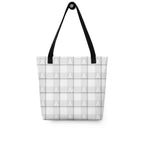 Tote Bag Lung Cancer Awareness Plaid, White Ribbon, Supportive Gift - Scottish Squares