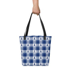 Tote Bag Colorectal Cancer Awareness Plaid, Dark Blue Ribbon, Supportive Gift - Scottish Squares
