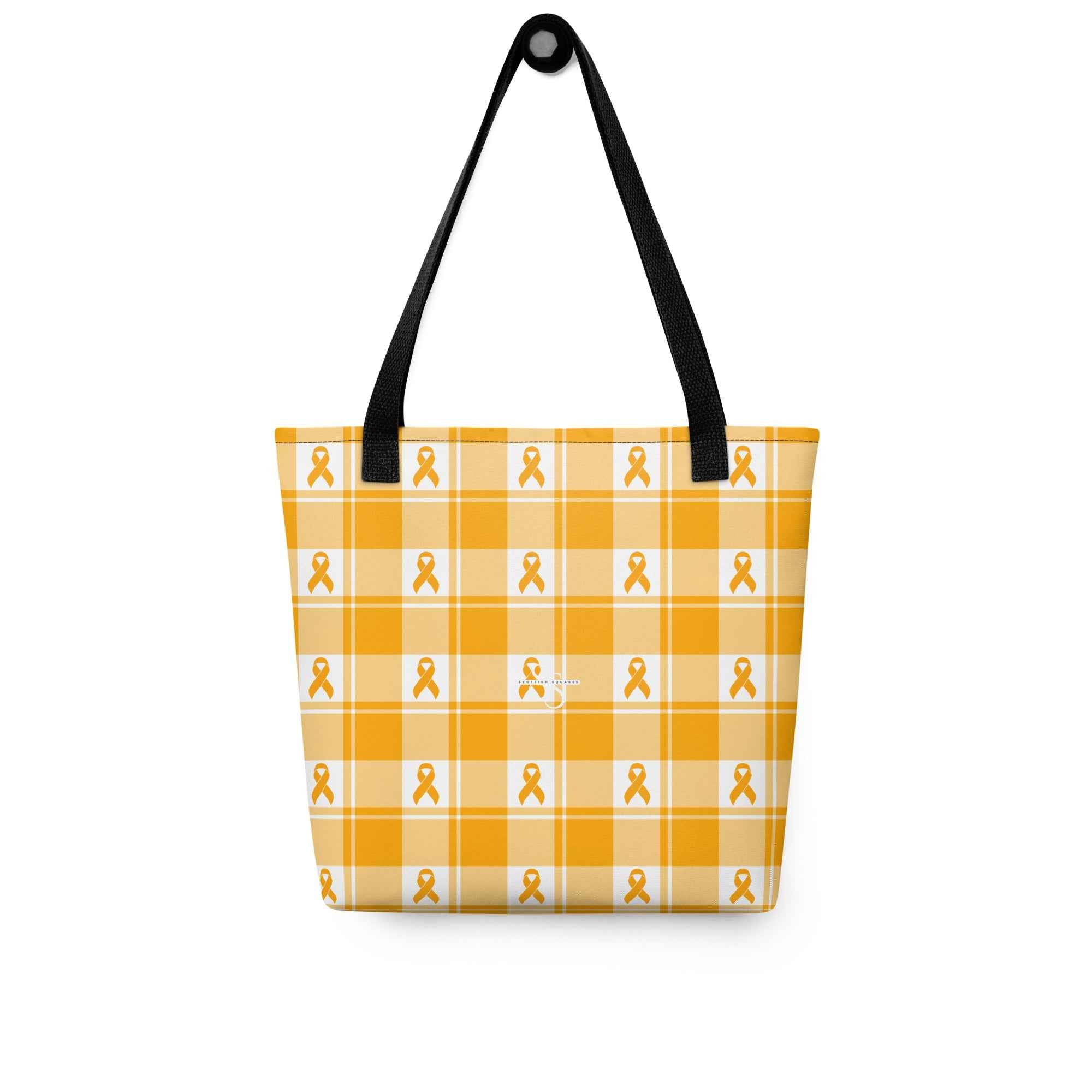 Tote Bag Kidney Cancer Awareness Plaid, Orange Ribbon, Supportive Gift - Scottish Squares