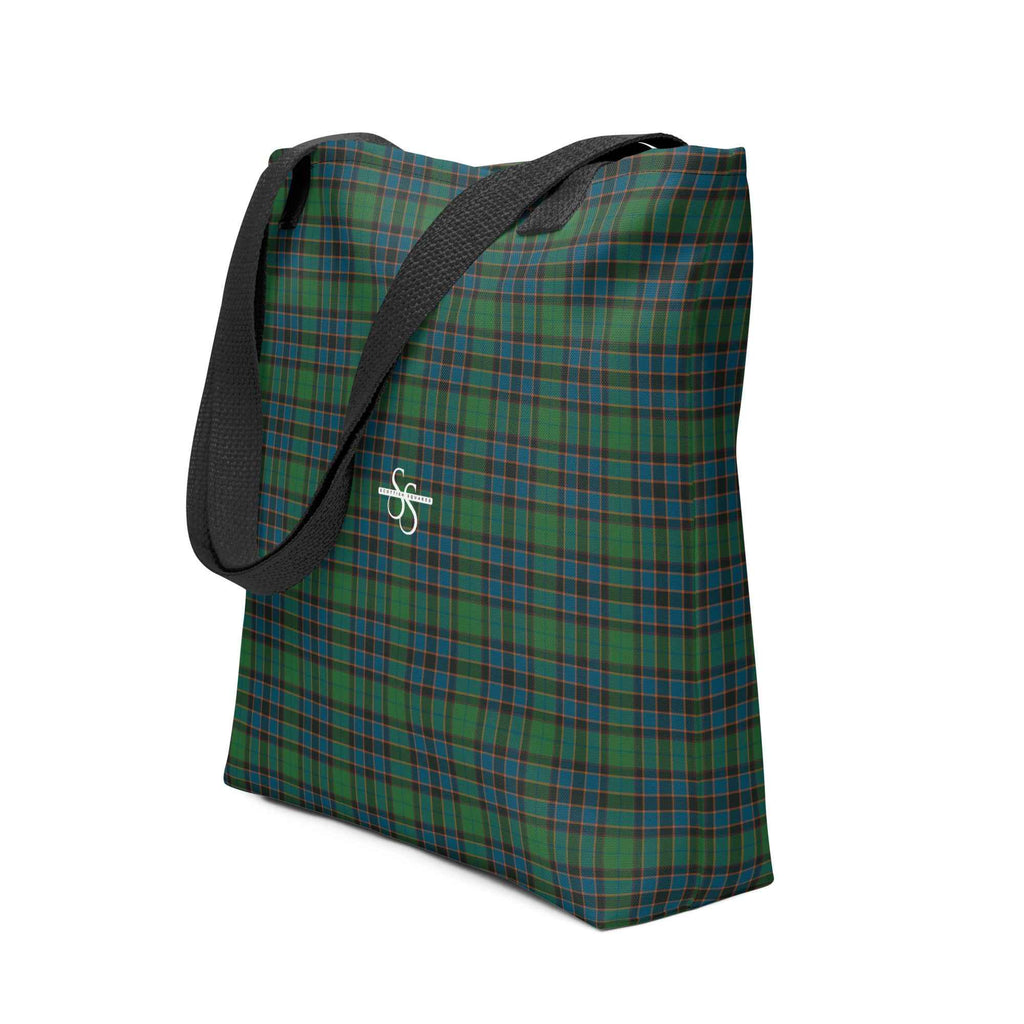 Tote Bag Green Blue Orange Plaid Tartan