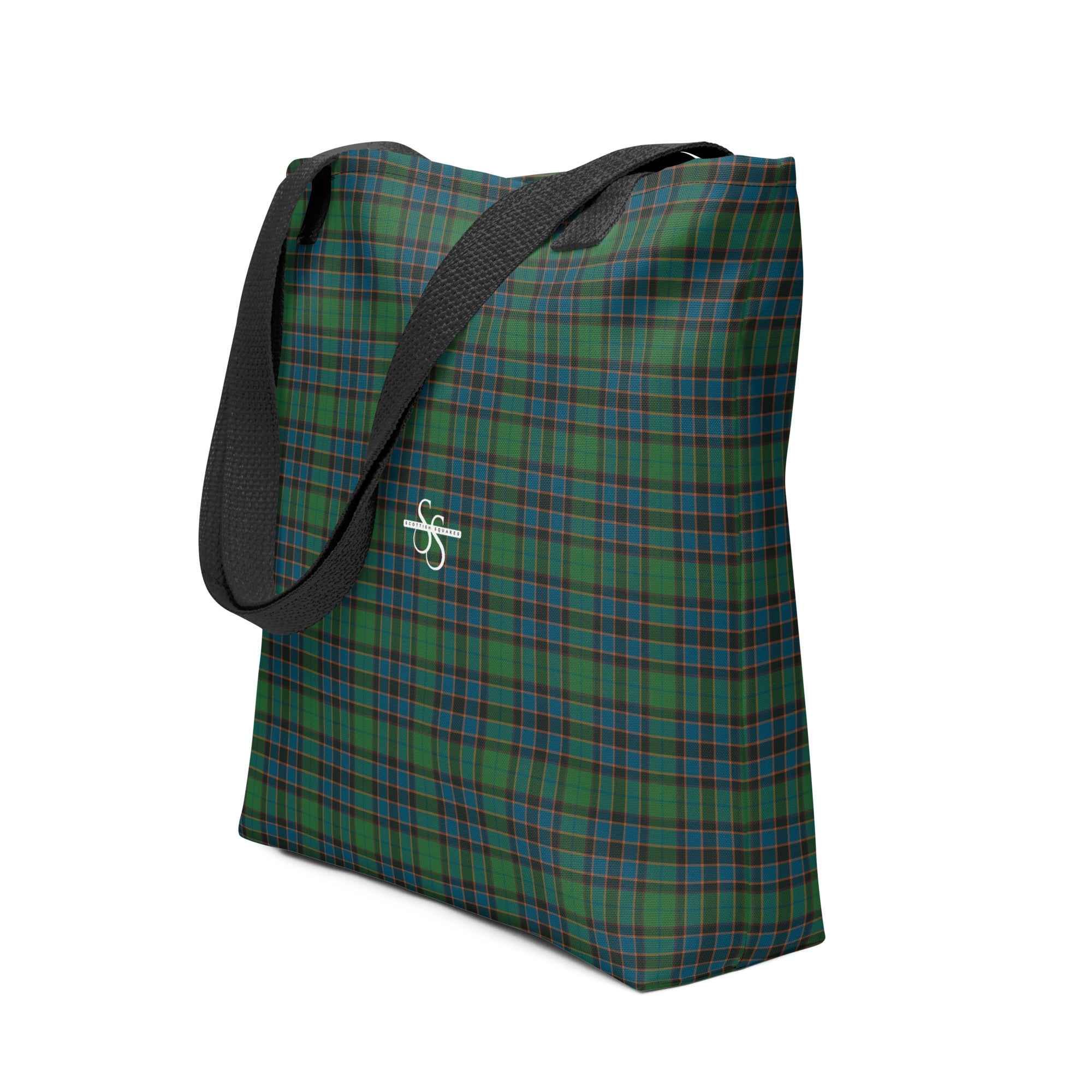 Tote Bag Green Blue Orange Plaid Tartan