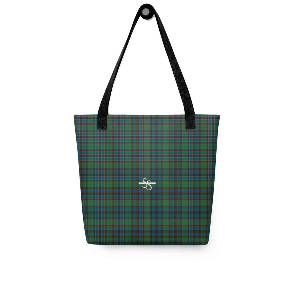 Tote Bag Green Blue Orange Plaid Tartan