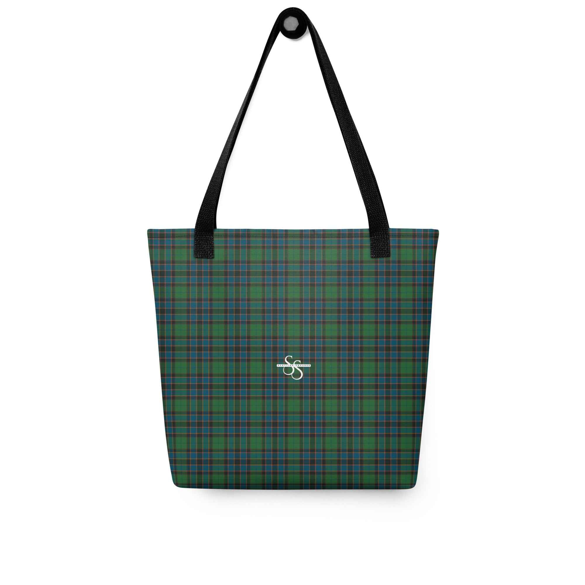 Tote Bag Green Blue Orange Plaid Tartan