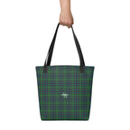 Tote Bag Green Blue Orange Plaid Tartan