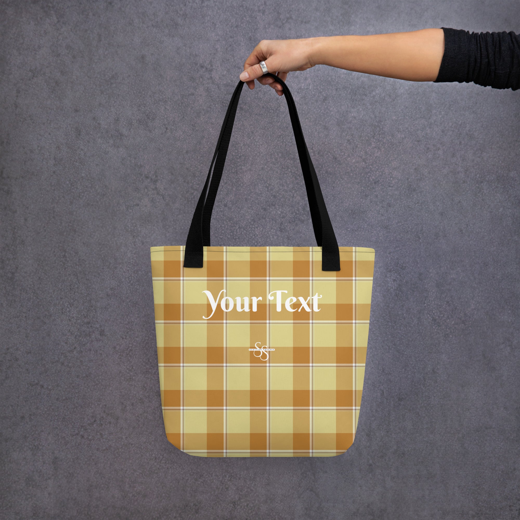 Personalized Zombie and Copper Plaid Tote Bag - Scottish Squares