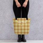 Personalized Zombie and Copper Plaid Tote Bag - Scottish Squares