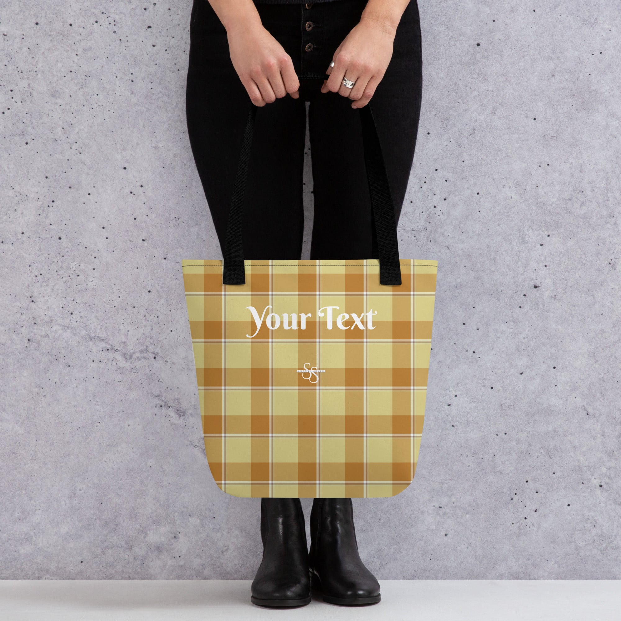 Personalized Zombie and Copper Plaid Tote Bag - Scottish Squares