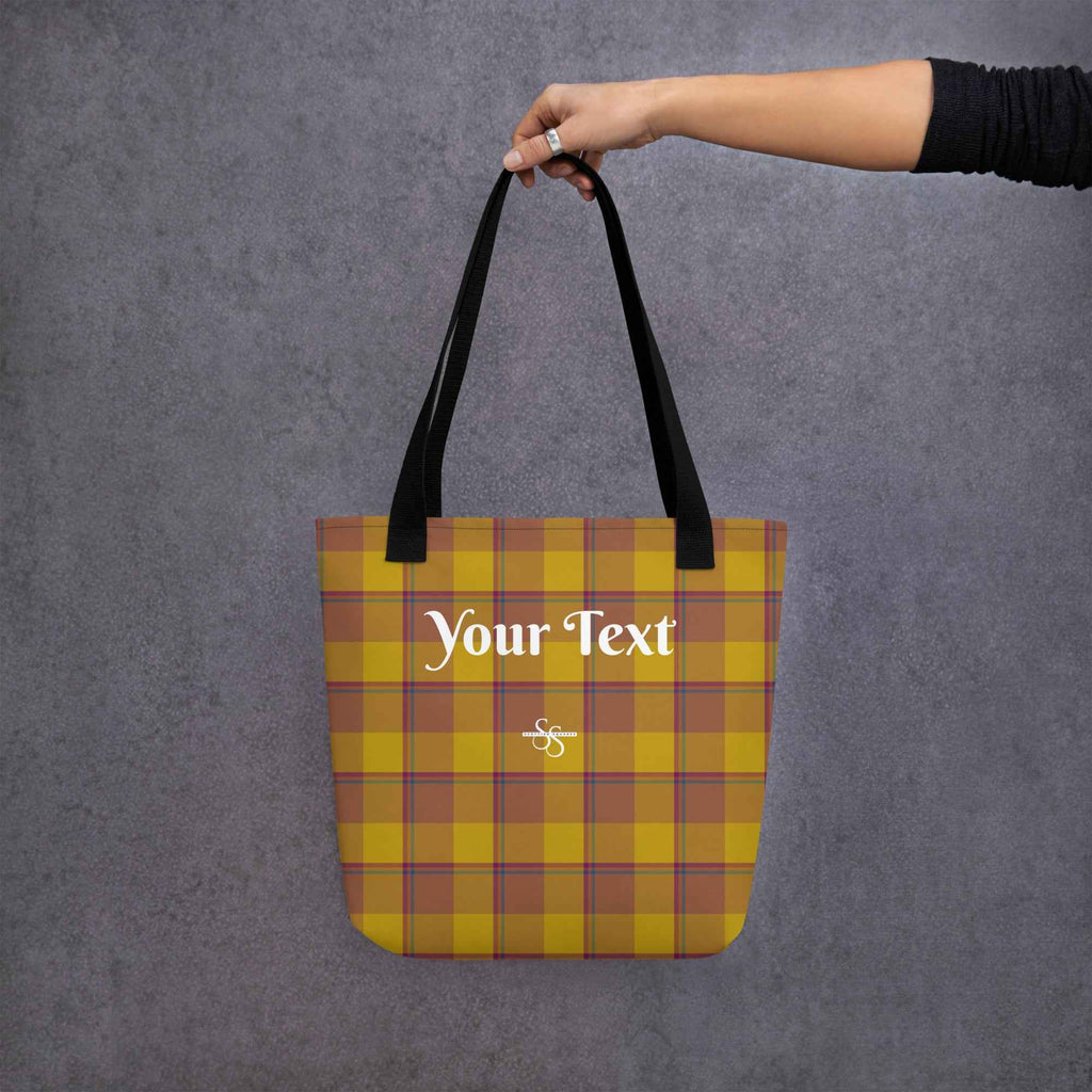 Personalized Potters Clay and Pizza Plaid Tote Bag - Scottish Squares