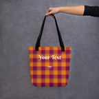 Personalized Tahiti Gold and Rose Bud Cherry Plaid Tote Bag - Scottish Squares