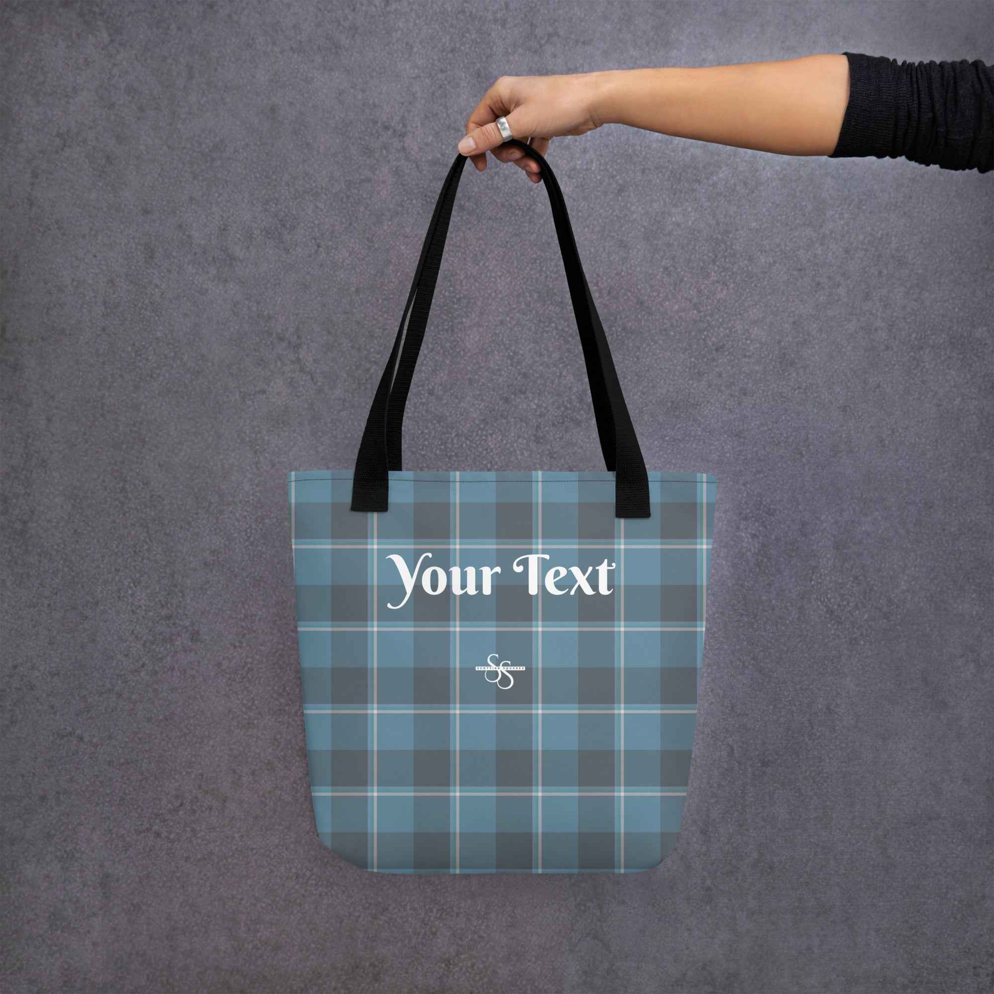 Personalized Hoki and Shuttle Gray Plaid Tote Bag - Scottish Squares