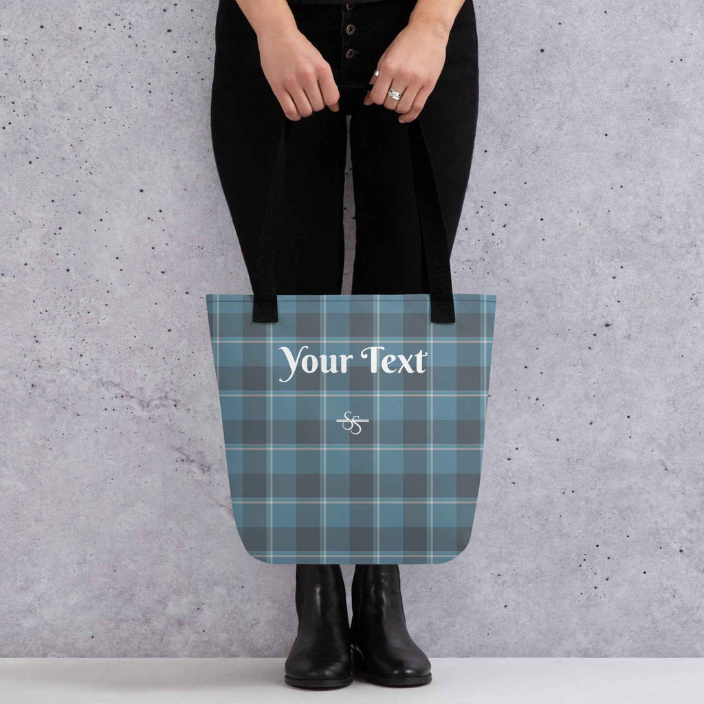 Personalized Hoki and Shuttle Gray Plaid Tote Bag - Scottish Squares