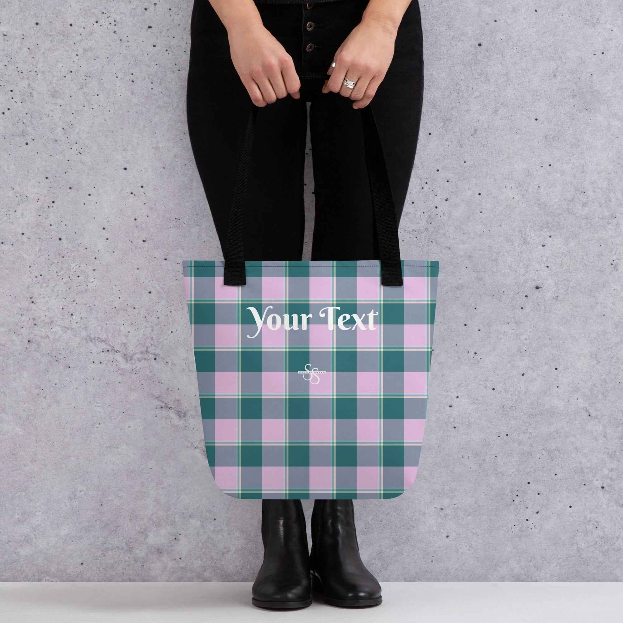 Personalized Ming and Melanie Plaid Tote Bag - Scottish Squares