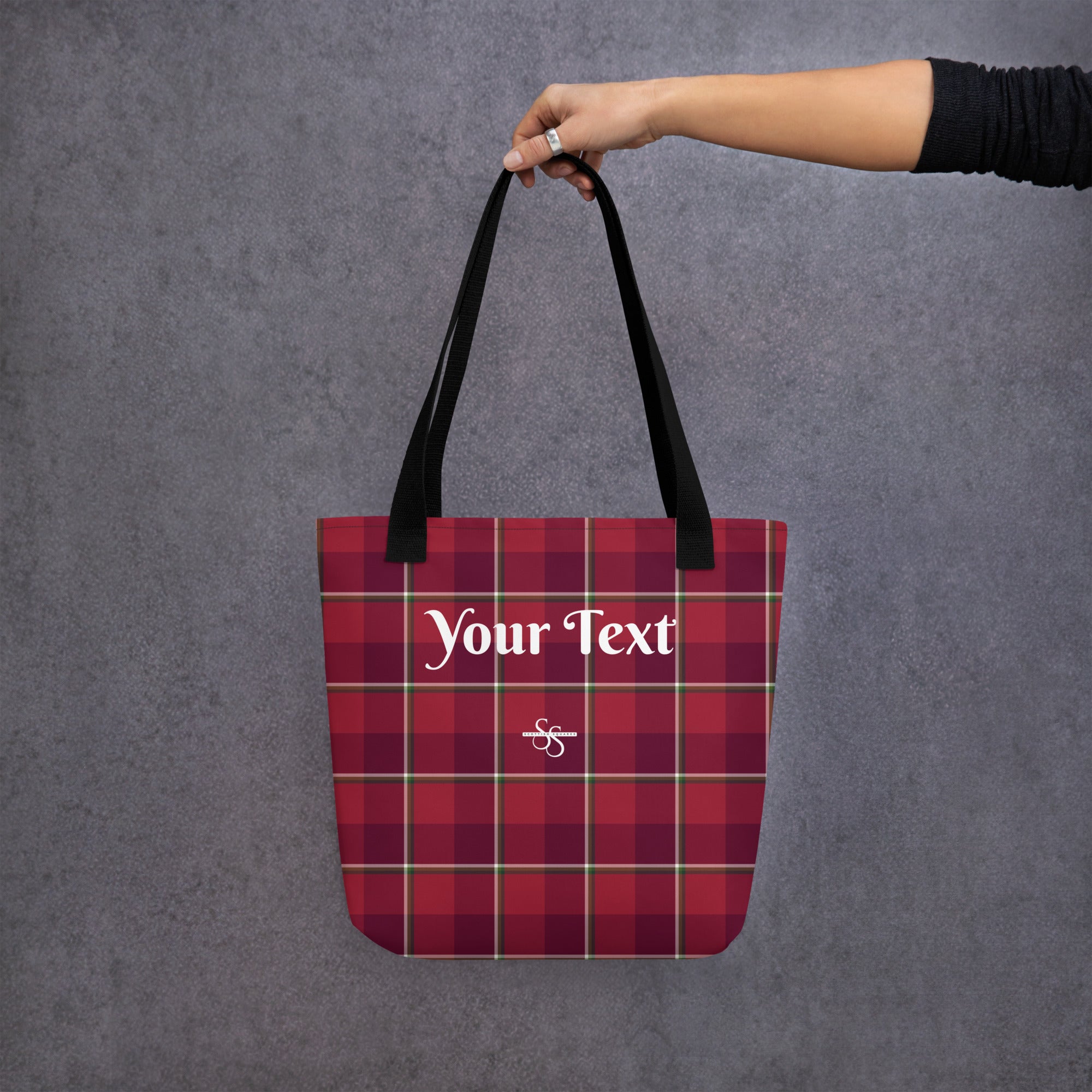 Personalized Old Brick and Cab Sav Tote Bag - Scottish Squares