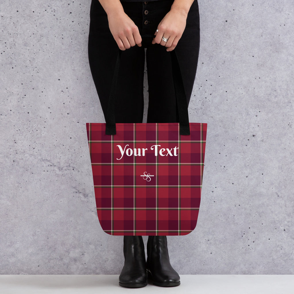 Personalized Old Brick and Cab Sav Tote Bag - Scottish Squares