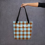 Personalized Blizzard Blue and Livid Brown Plaid Tote Bag - Scottish Squares
