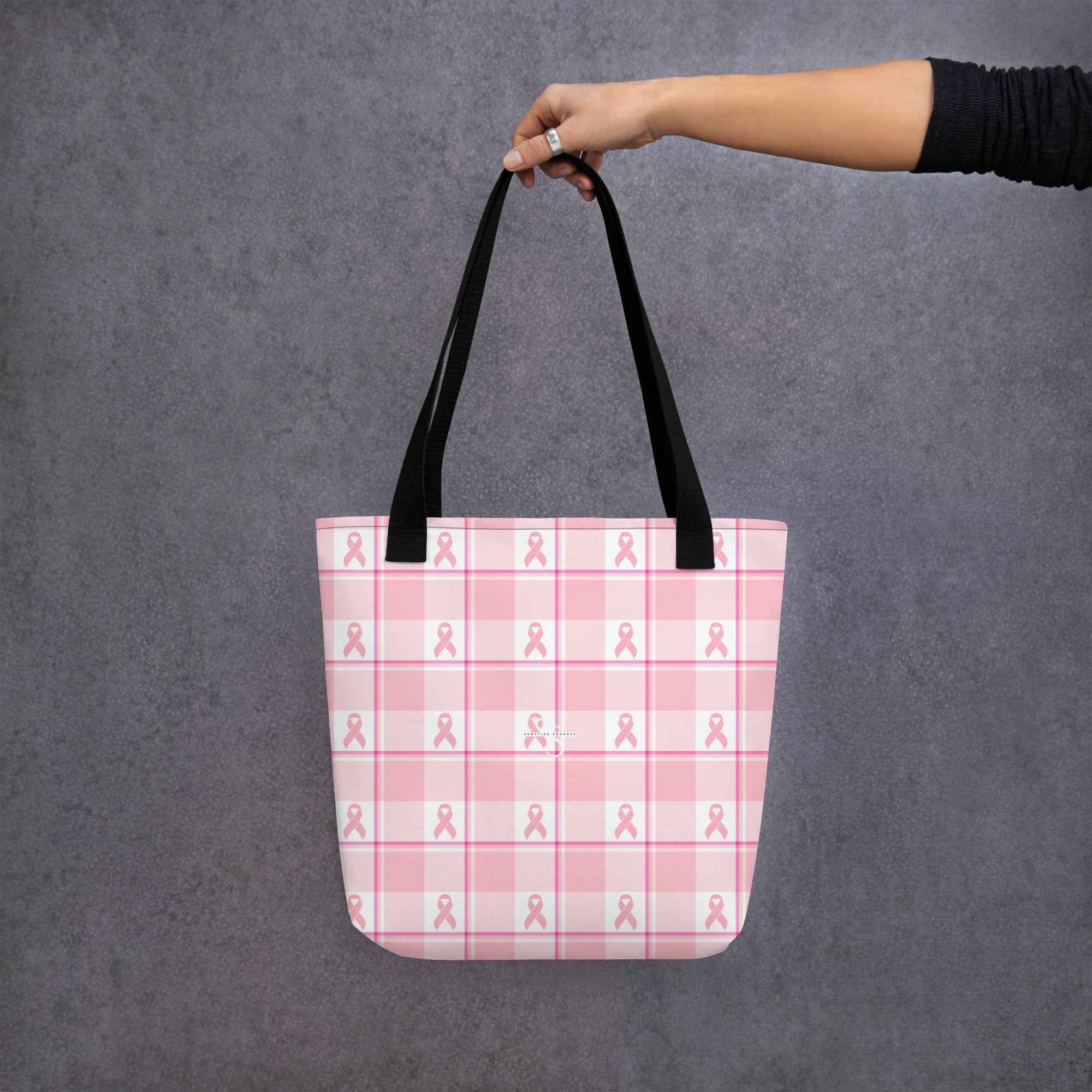 Tote Bag Breast Cancer Awareness Plaid - Scottish Squares