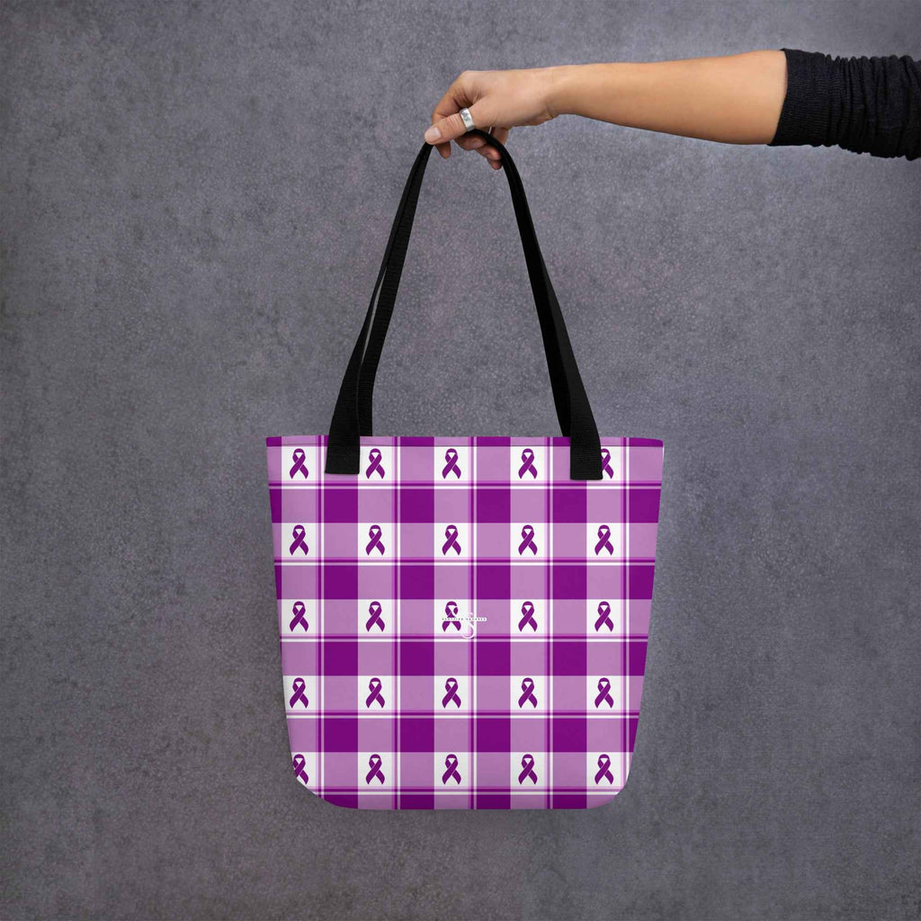 Tote Bag Pancreatic Cancer Awareness Plaid - Scottish Squares
