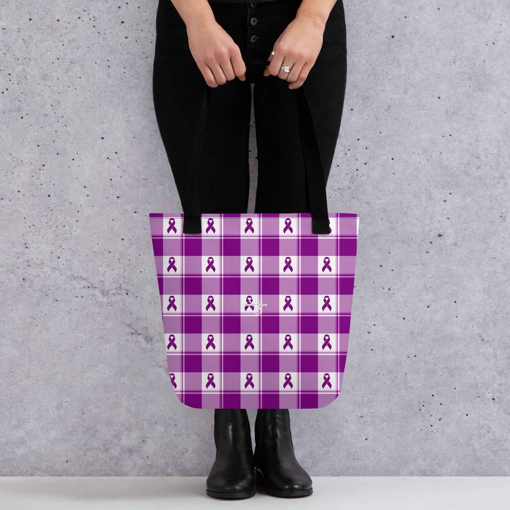 Tote Bag Pancreatic Cancer Awareness Plaid Default Title - Scottish Squares