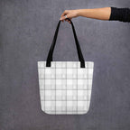 Tote Bag Lung Cancer Awareness Plaid, White Ribbon, Supportive Gift - Scottish Squares