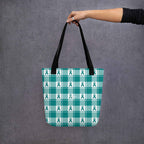 Tote Bag Cervical Cancer Awareness Plaid, Teal Ribbon, Supportive Gift - Scottish Squares