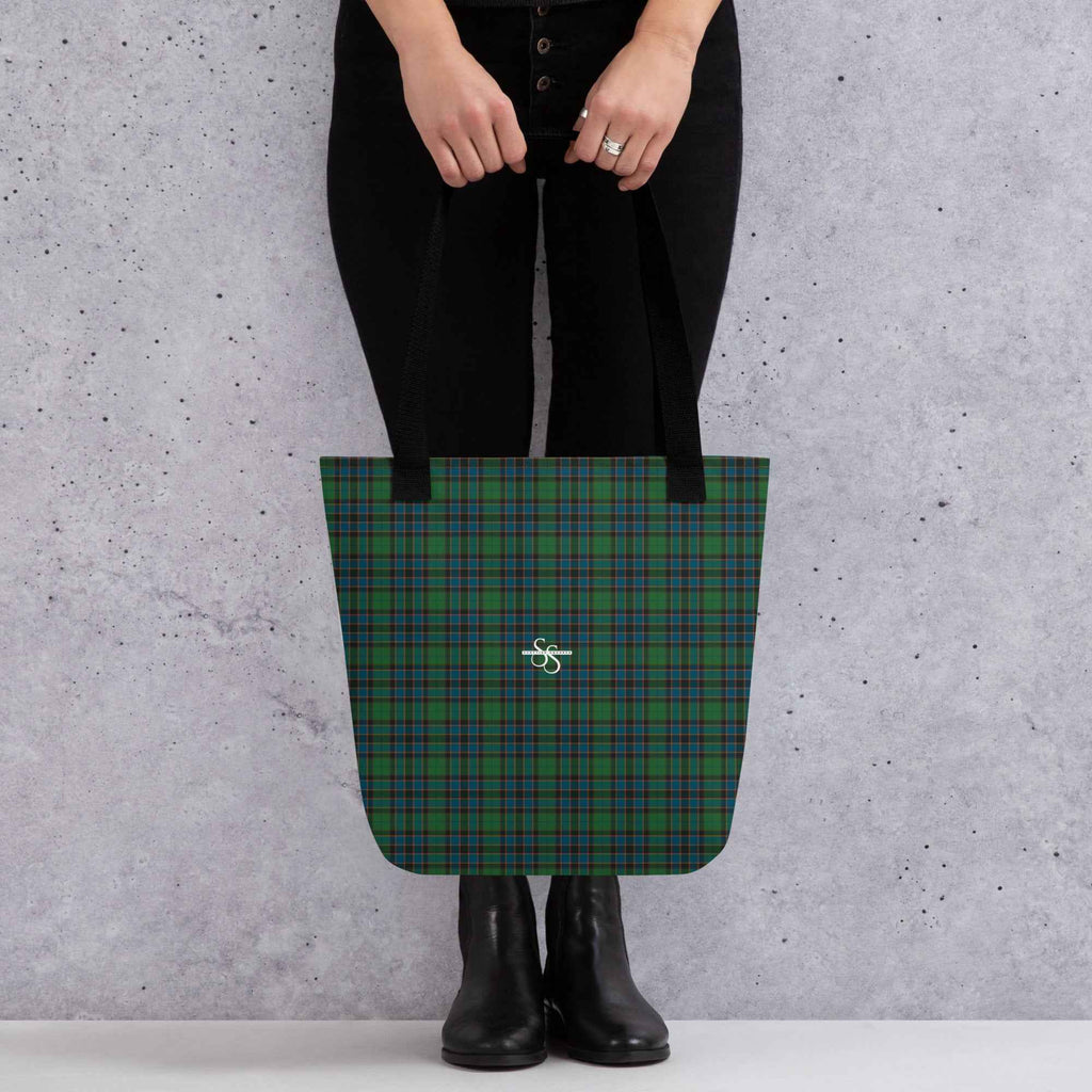 Tote Bag Green Blue Orange Plaid Tartan