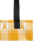 Tote Bag Kidney Cancer Awareness Plaid, Orange Ribbon, Supportive Gift - Scottish Squares