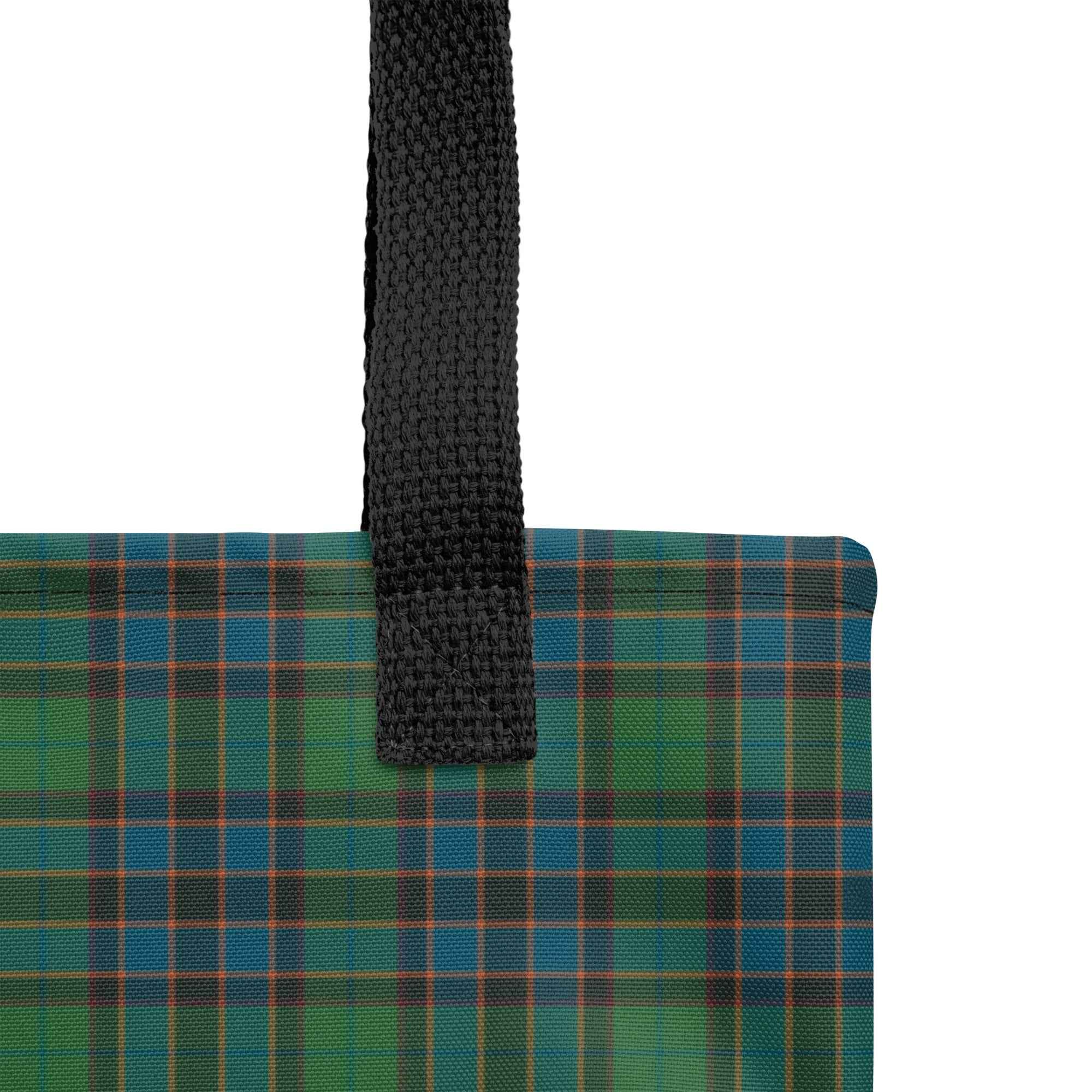 Tote Bag Green Blue Orange Plaid Tartan