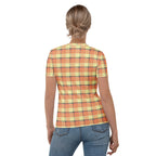 Women's T-Shirt Claystone and Morning Mist Plaid - Scottish Squares