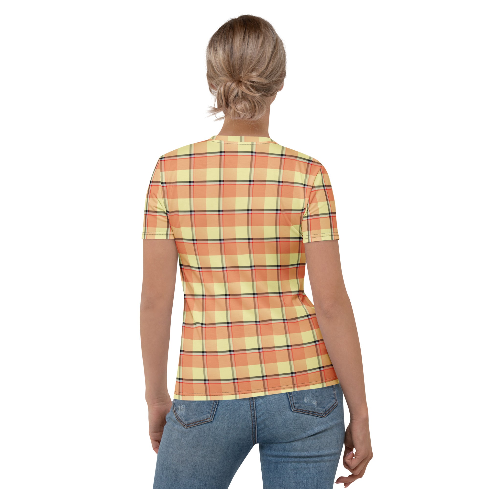 Women's T-Shirt Claystone and Morning Mist Plaid - Scottish Squares