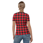 Women's T-Shirt Red Ribbon and Heavy Metal Plaid - Scottish Squares