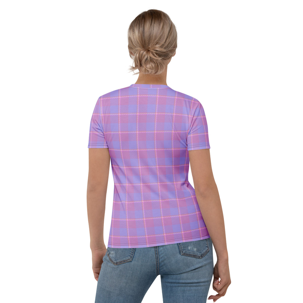 Women's T-Shirt Viola and Dull Lavender Plaid - Scottish Squares