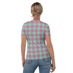 Women's T-Shirt Vista Blue and Turkish Rose Plaid - Scottish Squares