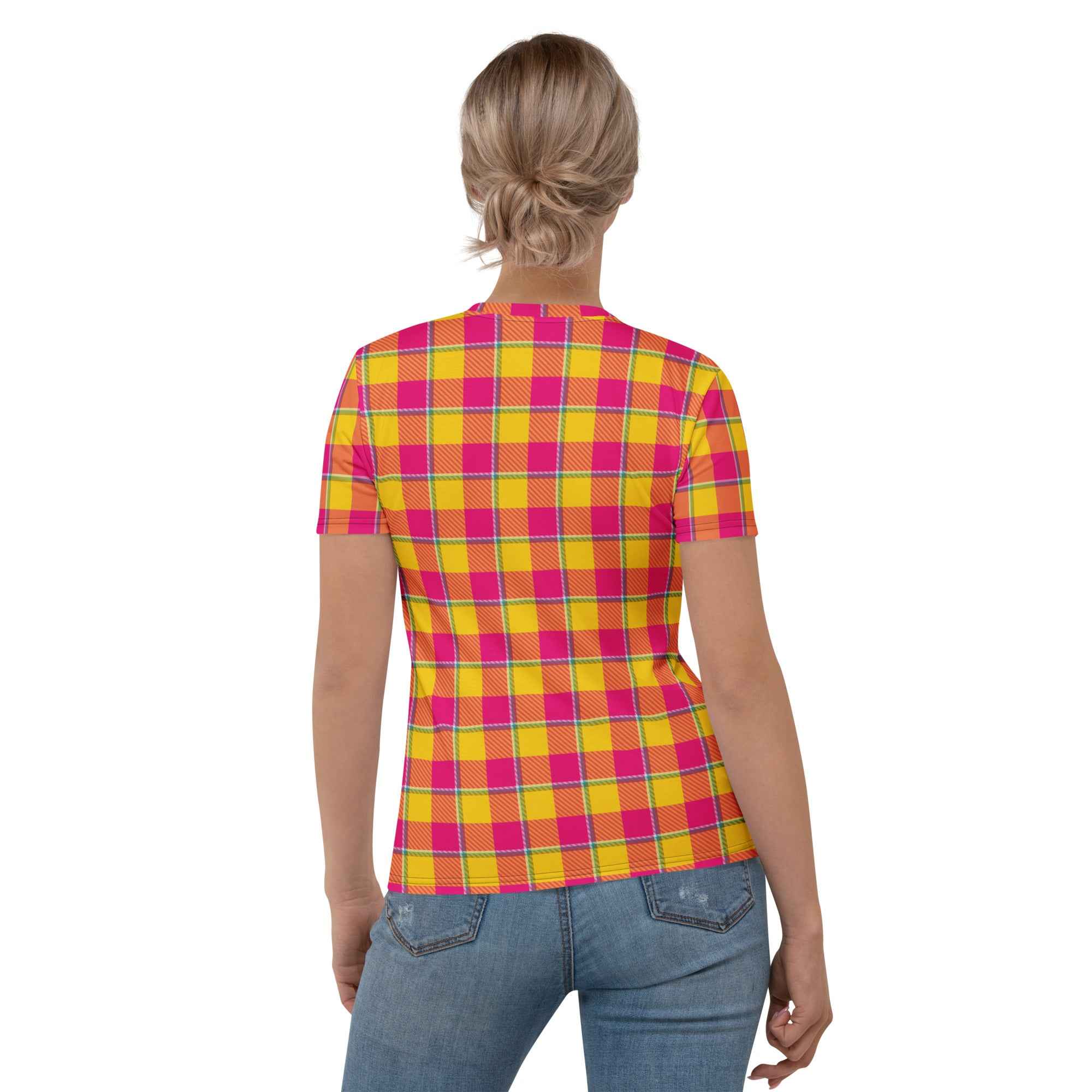 Women's T-Shirt Corn and Razzmatazz Plaid