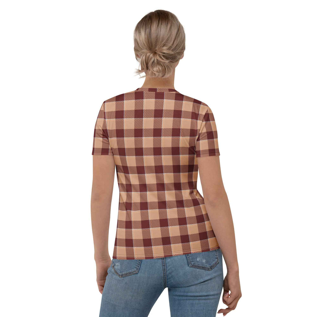 Women's T-Shirt Whiskey and Livid Brown Plaid