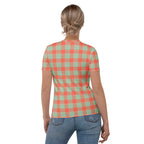 Women's T-Shirt Spring Rain and Persimmon Plaid
