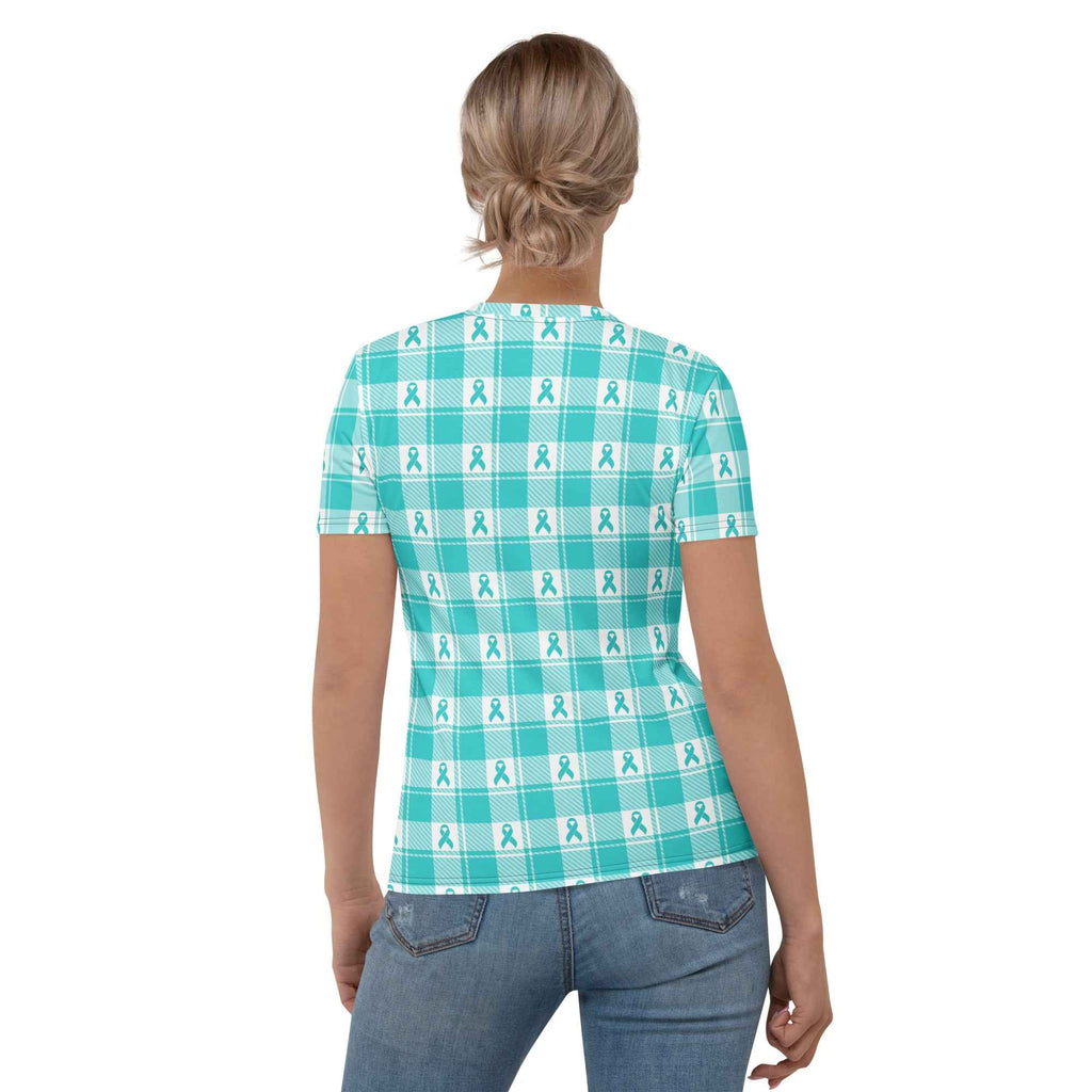 Women's T-Shirt Ovarian Cancer Awareness Plaid - Scottish Squares