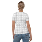 Women's T-Shirt Lung Cancer Awareness Plaid, White Ribbon, Supportive Gift - Scottish Squares