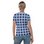Women's T-Shirt Colorectal Cancer Awareness Plaid, Dark Blue Ribbon, Supportive Gift - Scottish Squares